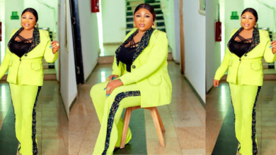 Bimpe Akintunde Reacts As Segun Ogungbe's Wife, Omowunmi Shares Photos Of Herself In Suit Outfit