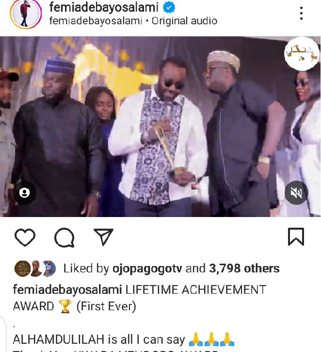 Celebratory Reactions: Femi Adebayo Receives State Award and Shares Heartwarming Moments